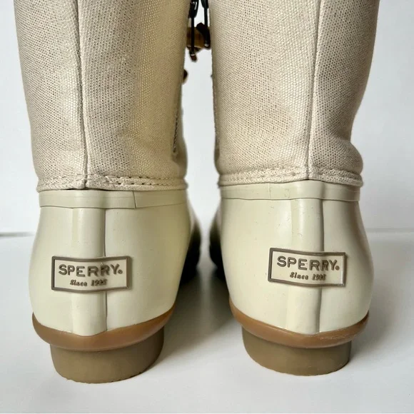Sperry-Women’s-Saltwater Duck Boot-Size 10-Ivory/Shimmer Gold/Brown-NWOT - Picture 4 of 12